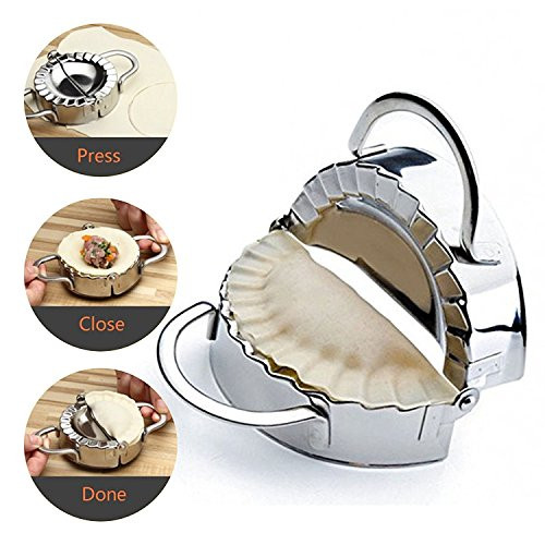 Professional Stainless Steel Dumpling Maker, Ravioli Mold, Dough Press Dumpling Mold, Pierogi Maker Mold, Empanada Maker, Dough Wrapper Cutter, Kitchen Accessories (5.1" x 3.07" x 2.28")