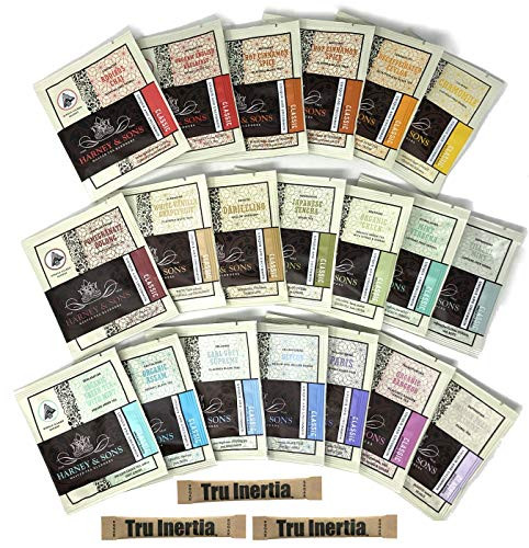 Harney & Sons Tea Gift Box Assorted Classic Tea Sachet Sampler 20 Count (19 Different Flavors) with Tru Inertia Sugar - Great for Birthday, Hostess and Co-worker Gifts