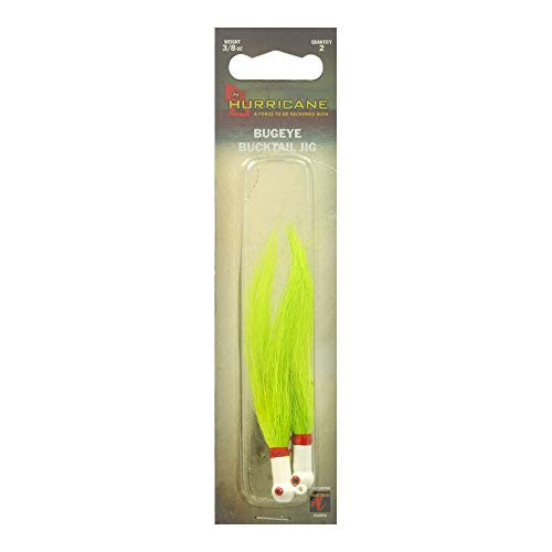 HURRICANE H-BEB38-101 Bugeye Bucktail 38 Oz WhitetCht 2Pk