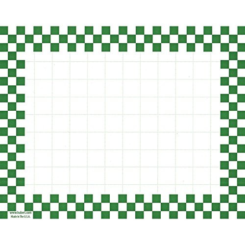 HUBERT Sign Cards with Green Checkerboard Border - 7inchL x 5 12inchH