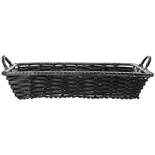 HUBERT Black Plastic Basket with Handles - 16inchL x 11inchW x 3inchH