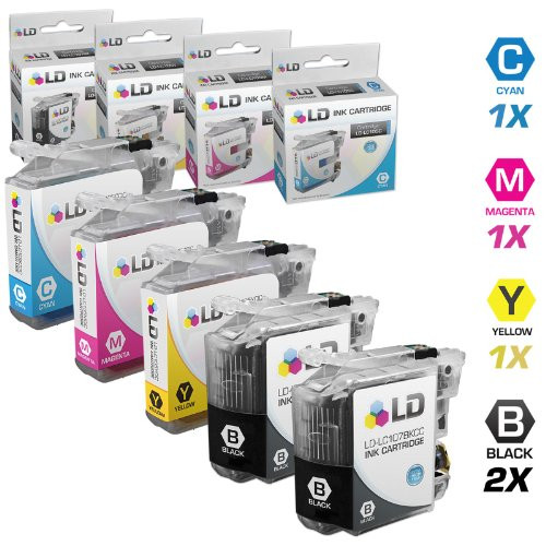 LD Compatible Ink Cartridge Replacements for Brother LC107  and  LC105 Super High Yield 2 Black 1 Cyan 1 Magenta 1 Yellow 5-Pack