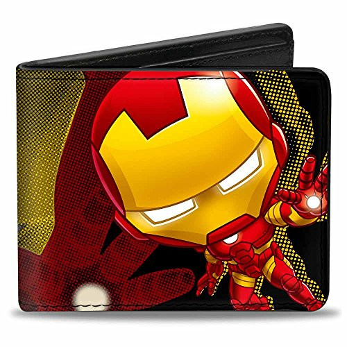 Buckle-Down mens Buckle-down Pu Bifold - Chibi Iron Man Repulsor Pose Halftone BlackRedYellow Wallet Multicolor 4.0 x 3.5 US