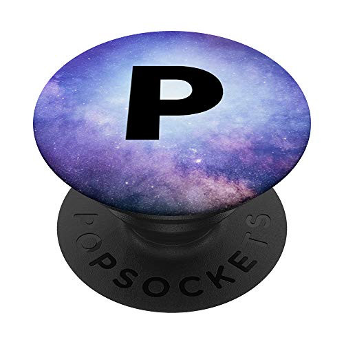 Letter P Galaxy Nebula Socket Grip Universe Blue Purple PopSockets Grip and Stand for Phones and Tablets
