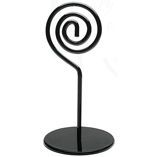 HUBERT Swirl Top Sign Holder Black Metal Wire - 5 12inchH