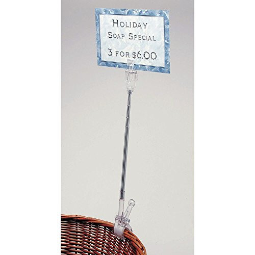 HUBERT Clip On Sign Holder Clear Plastic - 11inchH to 26inchH HUBERT Clip On Sign Holder Clear Plastic - 11inchH to 26inchH