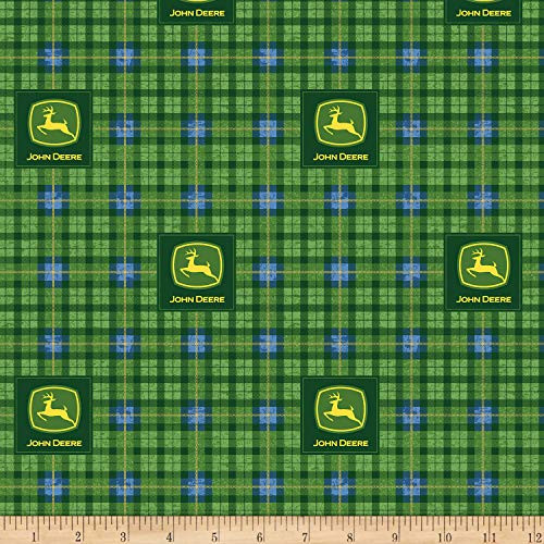 John Deere Green John Deere Tartan Green Fabric by the Yard
