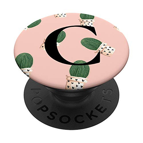 Cute Cactus Socket Grip Letter C Initial Monogram Phone Grip PopSockets Grip and Stand for Phones and Tablets
