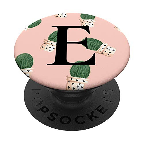 Cute Cactus Socket Grip Letter E Initial Monogram Phone Grip PopSockets Grip and Stand for Phones and Tablets