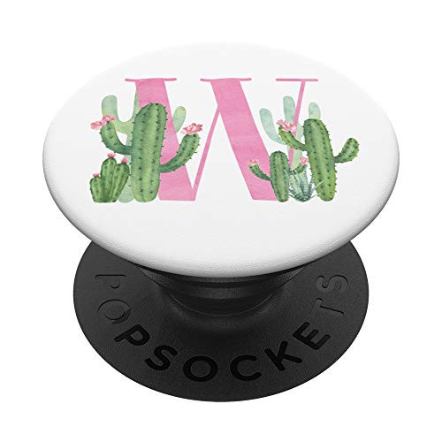 Cactus Cacti Pink White Watercolor Monogram Initial Letter W PopSockets PopGrip Swappable Grip for Phones and Tablets Cactus Cacti Pink White Watercolor Monogram Initial Letter W PopSockets PopGrip Swappable Grip for Phones and Tablets