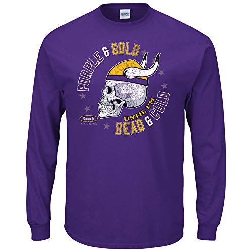 Minnesota Football Fans. Purple and Gold Till Im Dead and Cold. Purple T-Shirt Sm-5X Long Sleeve Medium