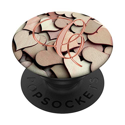 C Pink Hearts Shape Geometric Love Initial Monogram Letter PopSockets Grip and Stand for Phones and Tablets