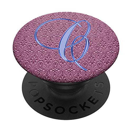 C Blue Oriental Flower Geometric Initial Monogram Letter PopSockets Grip and Stand for Phones and Tablets
