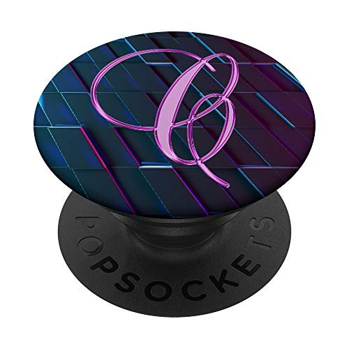 C Purple Rectangle Polygon Geometric Initial Monogram Letter PopSockets Grip and Stand for Phones and Tablets
