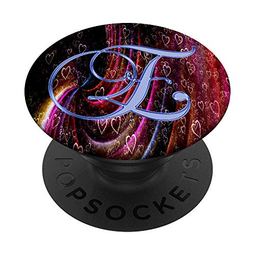 E Blue Hearts Shape Geometric Love Initial Monogram Letter PopSockets Grip and Stand for Phones and Tablets