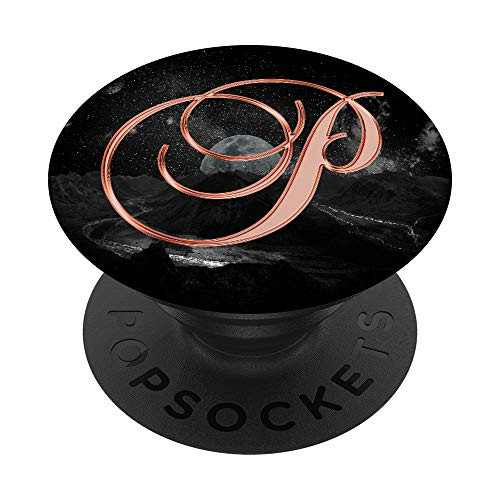 P Pink Moon Universe Space Galaxy Monogram Initial Letter PopSockets Grip and Stand for Phones and Tablets