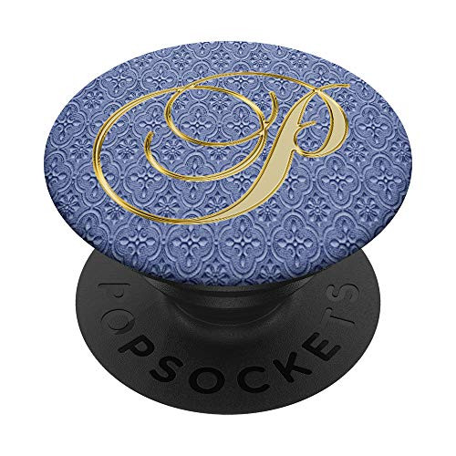 P Yellow Oriental Flower Geometric Initial Monogram Letter PopSockets Grip and Stand for Phones and Tablets