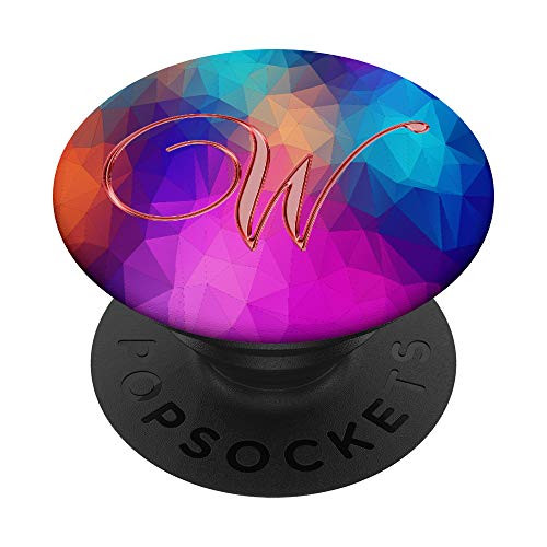 W Red Triangles Polygon Geometric Initial Monogram Letter PopSockets Grip and Stand for Phones and Tablets