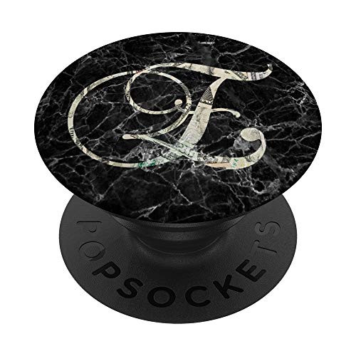 E Cash Money Dollar Bill Black Initial Monogram Letter Name PopSockets Grip and Stand for Phones and Tablets