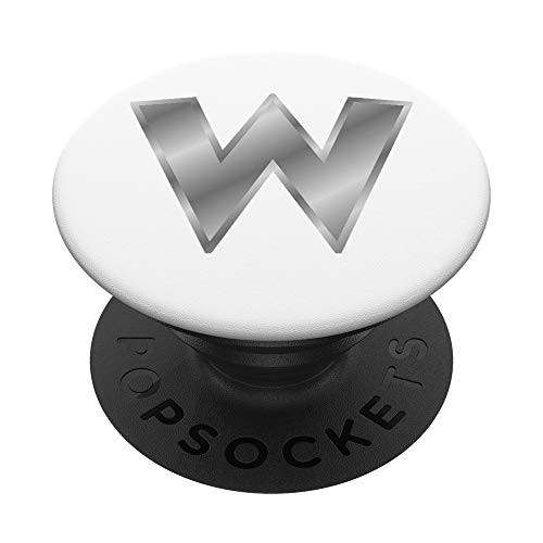 W Grey Gray Black White Initial Monogram Capital Letter Name PopSockets Grip and Stand for Phones and Tablets
