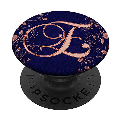 E Pink Floral Flowers Oriental Monogram Initial Letter Name PopSockets Grip and Stand for Phones and Tablets