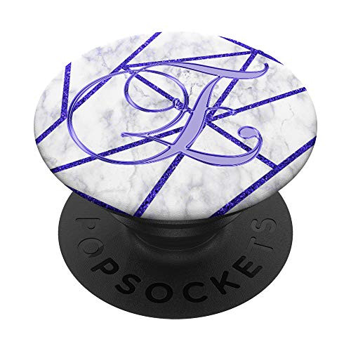 E Purple Geometric White Abstract Initial Monogram Letter PopSockets Grip and Stand for Phones and Tablets