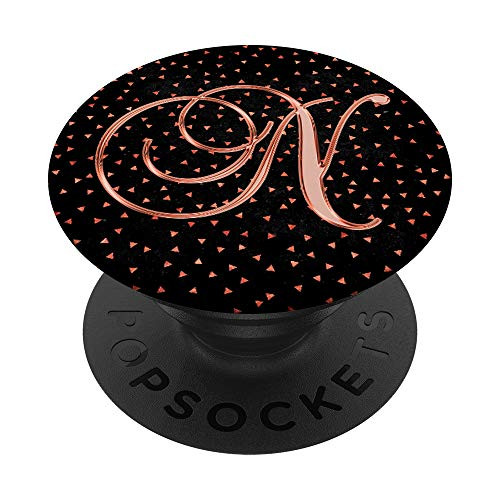 N Pink Triangle Geometric Shape Monogram Initial Letter Name PopSockets Grip and Stand for Phones and Tablets