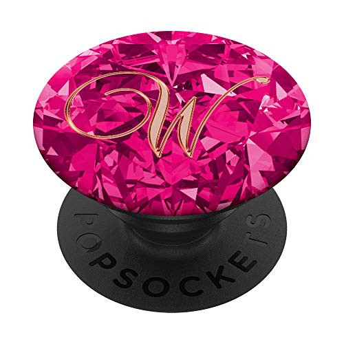 W Pink Geometric Abstract Initial Monogram Letter Name PopSockets Grip and Stand for Phones and Tablets