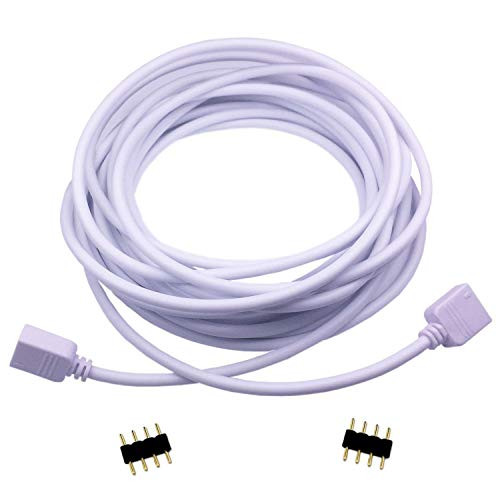 LitaElek 5m 16.4ft RGB LED Extension Cable 4 Pin LED Strip Extension Cord Flex LED Tape Connector LED Ribbon Wire for SMD 5050 3528 2835 RGB LED Strip Light w 2pcs Male to Male 4-Pin Connector
