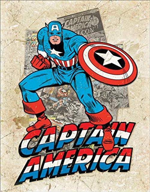 Desperate Enterprises Marvel Comics Captain America Cover Splash Tin Sign 12.5inch W x 16inch H Desperate Enterprises Marvel Comics Captain America Cover Splash Tin Sign 12.5inch W x 16inch H