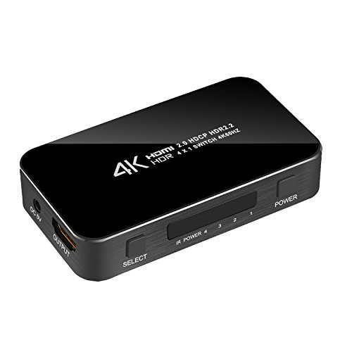 HDMI Switch 4 input 1 output, Atolla HDMI Port HDMI Switcher 4K HDMI Switch Box with IR Wireless Control and AC Power HDMI Adapter(4X1 B5)