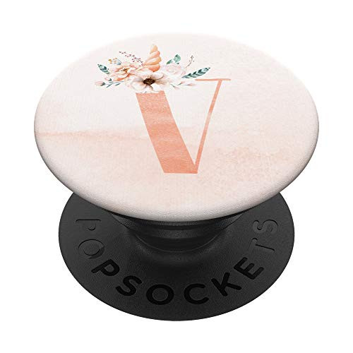 Unicorn Rose Alphabet Monogram Name Initial Letter V PopSockets Grip and Stand for Phones and Tablets
