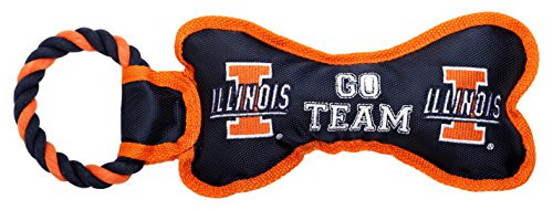 Pet Goods Manufacturing BONERP-050 NCAA Illinois Fighting Illini Bone with Rope Dog Toy
