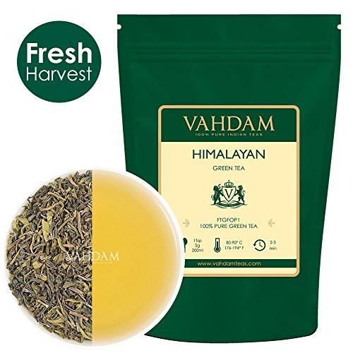 VAHDAM, Green Tea Leaves from Himalayas (50 Cups), 100% Natural Detox Tea, Slimming Tea, Weight Loss Tea, POWERFUL ANTI-OXIDANTS, Brew Hot Tea, Iced Tea or Kombucha Tea, Green Tea Loose Leaf, 3.53oz VAHDAM, Green Tea Leaves from Himalayas (50 Cups), 100% Natural Detox Tea, Slimming Tea, Weight Loss Tea, POWERFUL ANTI-OXIDANTS, Brew Hot Tea, Iced Tea or Kombucha Tea, Green Tea Loose Leaf, 3.53oz