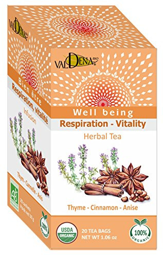 Valdena THYME CINNAMON - ANISE Tea Flavored,3 Packs of 20 count each (60 individually Enveloped Tea Bags in Total)