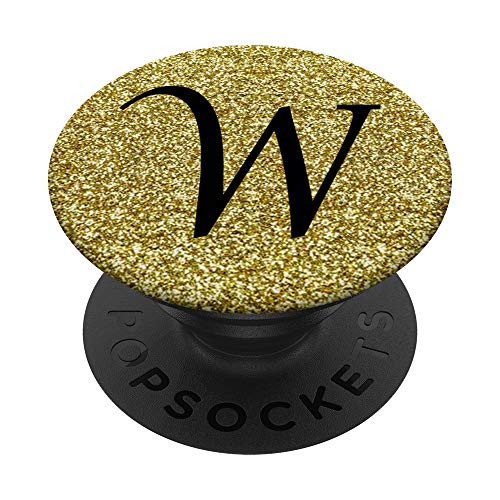 Gold Glamour Monogram Letter W Initial PopSockets Grip and Stand for Phones and Tablets