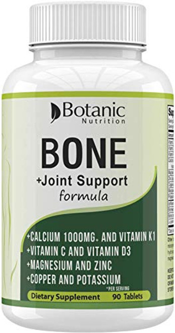 Bone Strength 1000mg Calcium Magnesium Zinc Potassium Supplement with Vitamins C D3 K1 - Bone Vitamins for Men  and  Women - Best for Bone Support Bone Growth and for Bone Health-90 Veg Tablets