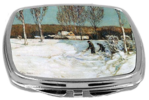 Rikki Knight Childe Hassam Art Design Compact Mirror Snow Shovels in New England 3 Ounce