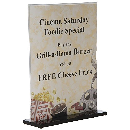 Sign Holder Clear with Black Base - 8 12inchL x 4W x 11inchH Sign Holder Clear with Black Base - 8 12inchL x 4W x 11inchH