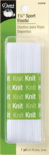 Dritz 9326W Sport Knit Elastic White 1-14-Inch by 1-Yard