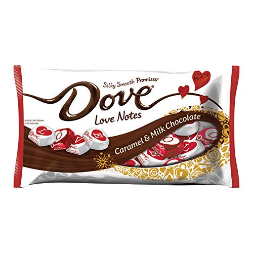 DOVE PROMISES Valentines Love Notes Caramel  and  Milk Chocolate Candy Bag 7.94-Ounce