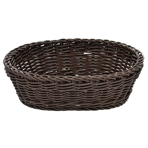 Wicker Bread Basket Dark Brown Oval - 10-18inchL x 7-78inchW x 3-18inchH