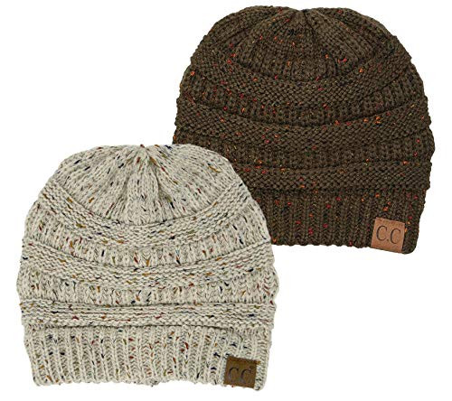 Confetti Knit Beanie Bundle - Olive Oatmeal 2 Pack