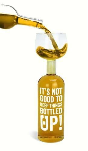 BigMouth Inc Original Wine Bottle Glass -"It's not good to keep things bottled up!", Funny Novelty Wine Glass, Holds 750 ml
