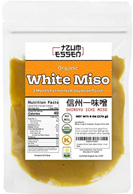 White Miso Paste Shiro 3 Month Fermented In a Resealable Package. USDA Organic Kosher.  6 oz - by Tzum Essen