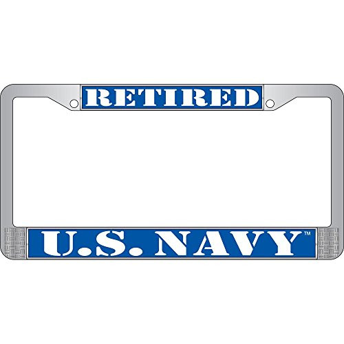 U.S. Navy Retired Chrome License Plate Frame U.S. Navy Retired Chrome License Plate Frame