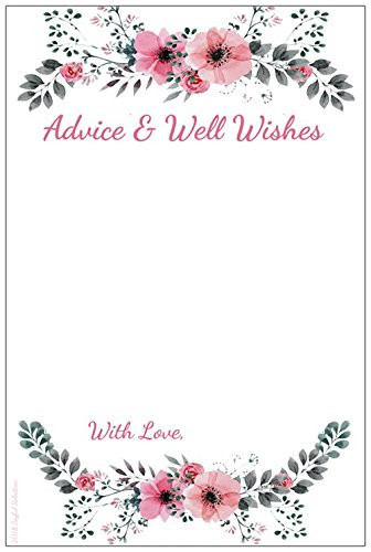 50 Flower Wedding Advice Cards for Advice & Well Wishes for the Happy Couple - Bridal Shower Wedding Shower Games Note Card Marriage Best Words of Wisdom