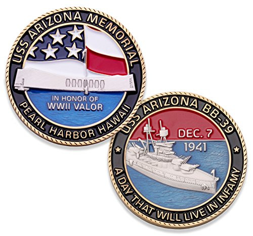 USS Arizona Memorial Challenge Coin - Pearl Harbor Hawaii Military Coin - Designed by Military Veterans USS Arizona Memorial Challenge Coin - Pearl Harbor Hawaii Military Coin - Designed by Military Veterans