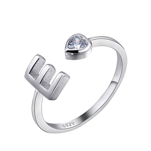 VIKI LYNN Sterling Silver Rings Initial E Ring with Cubic Zirconia Size 4.5 Adjustable Letter Ring VIKI LYNN Sterling Silver Rings Initial E Ring with Cubic Zirconia Size 4.5 Adjustable Letter Ring