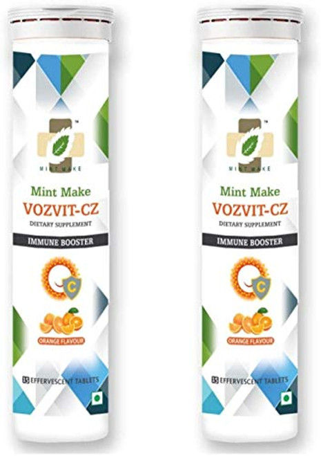 Vozvit-CZ Vitamin C 1000 MG 30 Effervescent Tablets for Immune Booster and Support Immunity with Power of Vitamins and Zinc Dietary Supplements for Adult and Kids Citrus Flavor Pack of 2 Tube